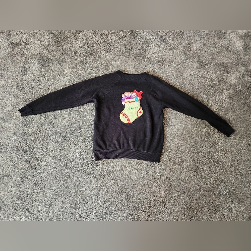 vintage women’s Black Ugly Christmas Sweater  Size Medium Stocking Holiday‎